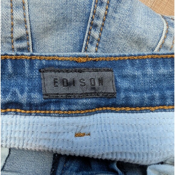 EDISON Biker Moto Jeans Size 32 Ribbed Skinny Distressed Streetwear Men's - Picture 8 of 12